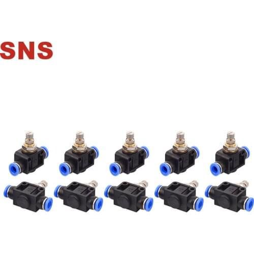 SNS SPA Series Union Straight Speed Controller Air Flow Control Valve With Push-To-Connect Fitting(10 PCS
