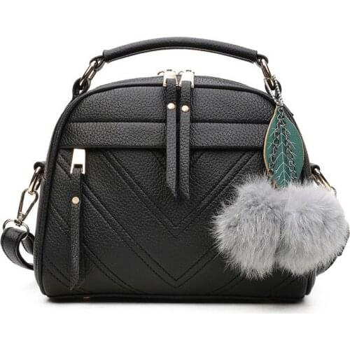 2019 Spring-Summer--WOMENS Bag Korean-style Furry Ball Pendant Fashion Hand Shoulder Bag Lady Bag