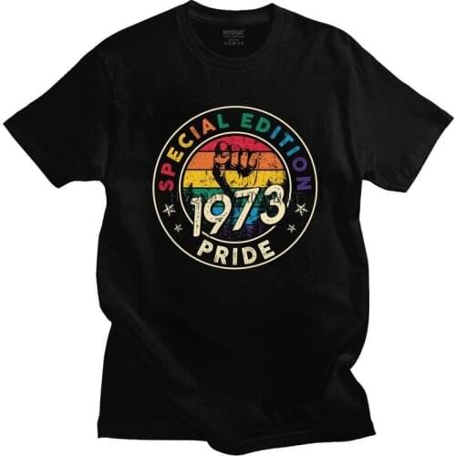 Vintage 1973 Gay Pride LGBT Gift Equality Outfit Birthday Tshirt Men Short Sleeve T Shirt Fashion 48 Year Old T-shirt Cotton Tee