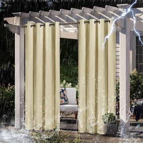 Waterproof Cutain Living Room Decoration Outdoor Lawn Curtain Solid Open Shed Proof Heat Resistant Full Light Shading Curtains