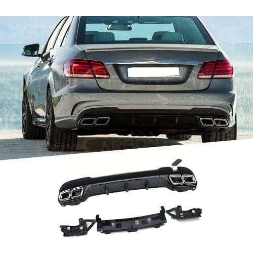 Rear Diffuser with Exhaust Tips for Benz E Class W212 E350 E400 E63 AMG Sport 2013-2016 Not for Standard Rear Bunper Lip Spoiler