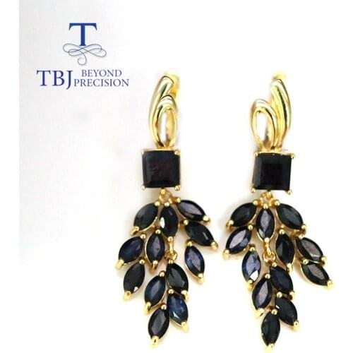 TBJ,2021 new 7ct Luxury natural sapphire party clasp earring 925 sterling silver gemstone fine jewelry for women wife mom gift