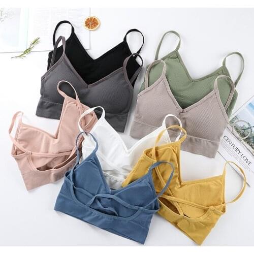 Female Crop Tops Sexy Camisole Femme Women Tank Crop Tops Seamless Underwear Beauty Back Sports Lingerie Padded Cropped