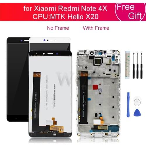 For Xiaomi Redmi Note 4X 4GB MTK LCD Display Touch Screen Glass Panel Digitizer with Frame Assembly Note4X Pro Repair Spare Part