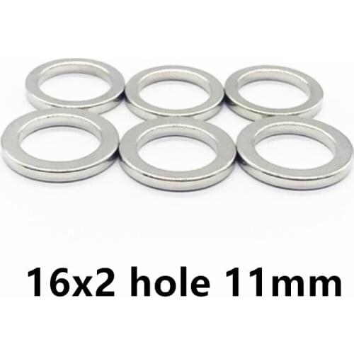 10 20 50pcs/lot Ring N35 Strong NdFeB magnet 16*2 Hole 11 Permanent Neodymium magnet 16x2 for speaker 16x2-11
