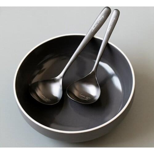 2021 Hot Pot Soup Spoon Stainless Steel Spoon Matte Titanium-Plated Black Kitchen Cooking Utensil Home Tableware