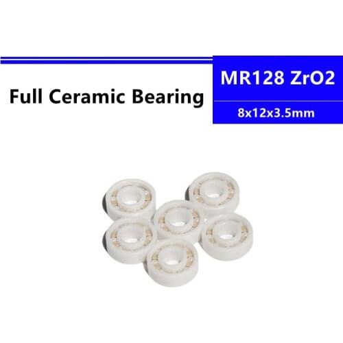 4pcs/10pcs MR128 8x12x3.5mm Zirconia Full ZrO2 Ceramic Deep Groove Ball Bearing Precision Nonmagnetic 8*12*3.5mm