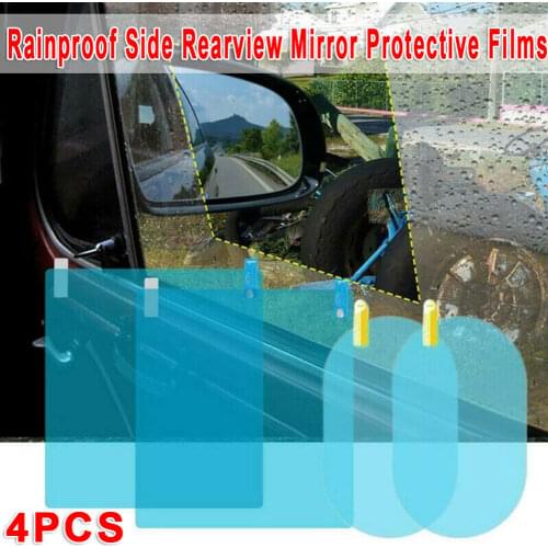 4Pcs Soft Anti Fog Film Car Rear Mirror Protective Film Window Clear Rainproof Rear View Mirror Protective Anti-glare Clear Film