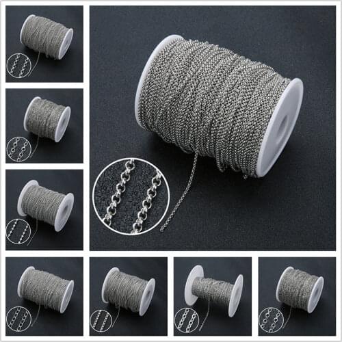 5meters Stainless Steel Necklace Chains Bulk Metal Ball Bead Extender Chain Lot Accessories for Jewelry Bracelet Findings Diy