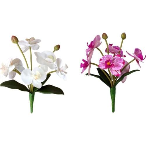 Home Decorations Potted Plants Artificial Flowers Wedding Phalaenopsis Latex Orchidee White Feel Film Silicon PU Real Touch