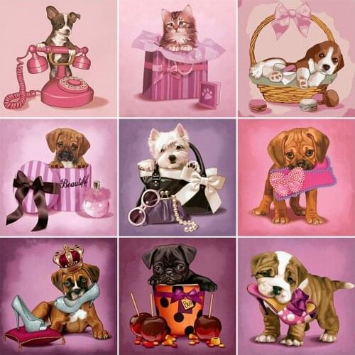 EverShine Diamond Mosaic Cartoon Dog Picture Of Rhinestones Diamond Painting Animal Cross Stitch Embroidery Beaded Handicraft