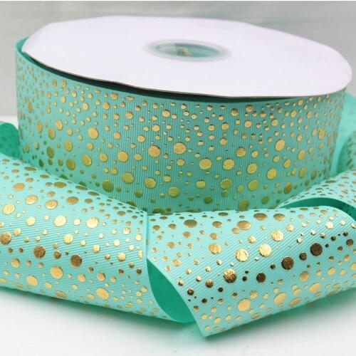 3" 75mm Hot Gold Dot Grosgrain Ribbon 5 Yards DIY Handmade Materials Wedding Gift Wrap Accessories 17328-23