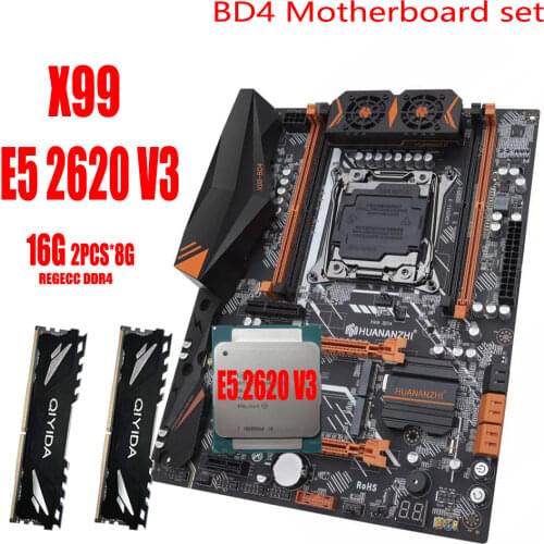 HUANANZHI X99 BD4 DDR4 Motherboard Set With Xeon E5 2620 V3 LGA2011-3 CPU 2 * 8GB = 16GB PC4 2400MHz DDR4 Memory REG ECC RAM