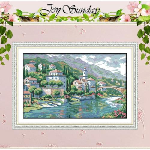River town Patterns Counted Cross Stitch 11CT 14CT Cross Stitch Set Wholesale scenery Cross-stitch Kit Embroidery Needlework