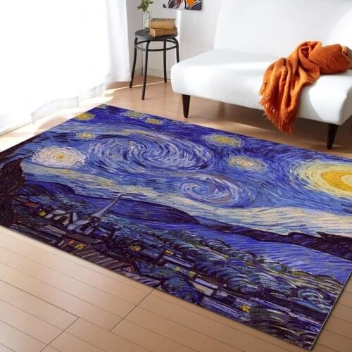 Vincent Van Gogh Starry Night Carpet for Home Living Room Bedroom Bedside Decor Large Area Rug Kids Room Crawl Mat
