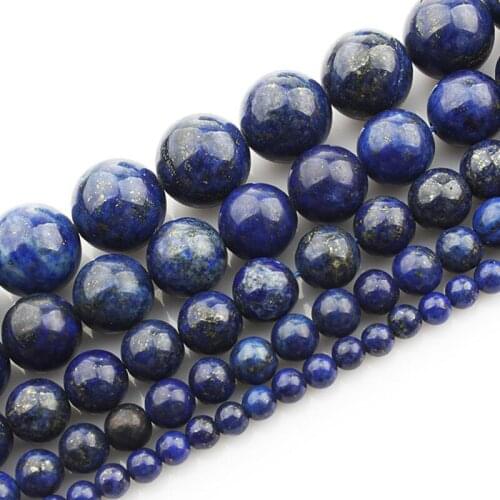 2-20mm Dyed Color Blue Lapis Lazuli Natural Round Stone Beads For Jewelry Making Beads Bracelets 15'' Needlework DIY Beads