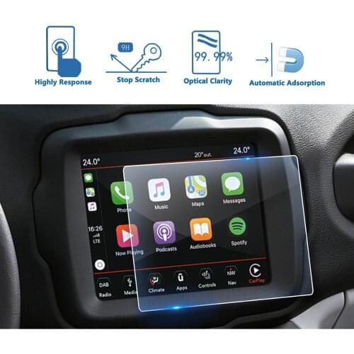 LFOTPP For Renegade Uconnect 2018 2019 Car Navigation Display Tempered Glass Screen Protector Auto Interior Protect Sticker