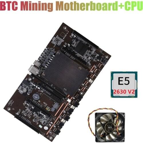 X79 H61 BTC Miner Motherboard LGA 2011 DDR3 Support 3060 3070 3080 Graphics Card with E5 2630 V2 CPU and Cooling Fan