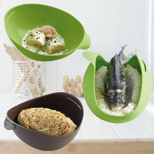 Microwave Vegetable Steamer Omelet Maker Fish Poacher Oven Roaster Cloche Bread Baker Cooking BPA Free Silicone Bowl