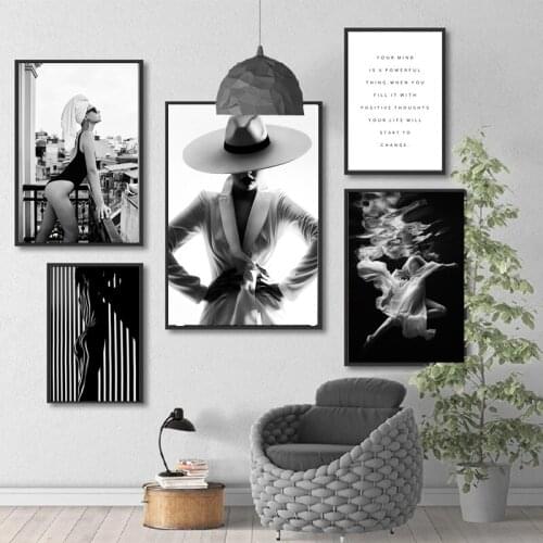 Nordic Fashion Photography Printing Poster Sexy Lady Black And White Canvas Art Painting Living Room Wall Decoration Picture