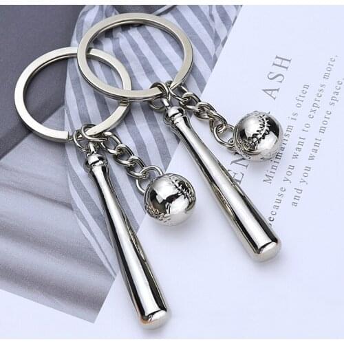 Men Chic Unisex Baseball Keychain Metal Sports Jewelry Baseball Bat Key Ring Pendant Durable Car KeyChain Club Keyring Souvenir