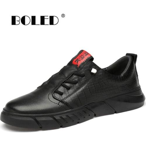 Natural Leather Men Shoes Flats Comfortable Lace-up Casual Shoes Outdoor Non Slip Men Sneakers Plus Size Autumn Shoes Men