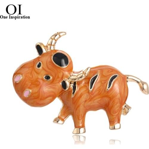 OI Latest Lovely Milk Cow Shape Brooch Zircon Animal Jewelry for Women Children Coat Collar Scarf Pins