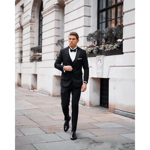 New Arrival Slim Men Suit Black Peak Lapel Bridegroom Business Casual Evening Tuxedo 3 Pcs ( Blazer+Pant+Vest) Custom Suit