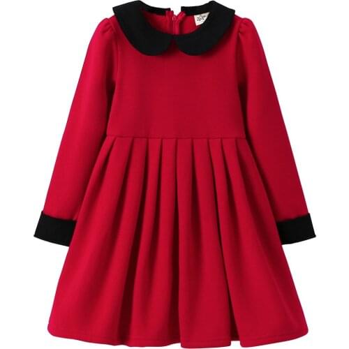 Autumn winter Kids Baby girl Christmas new year Plus velvet thick red teenager princess dress