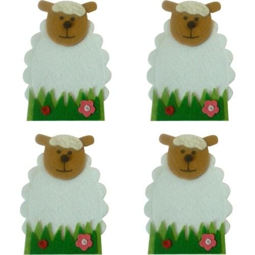 PCS Easter Decor Sheep Knife Fork Bags Easter Flowers Pouch Pocket Knife Fork Holder Bags Tableware Decorations Party Heathly