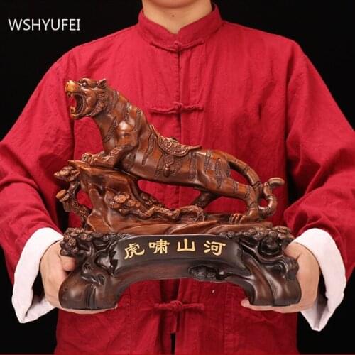 Traditional Resin Tiger Model Ornaments Office Desktop Decore Crafts Living Room Lucky Feng Shui Decoration Home Accessories