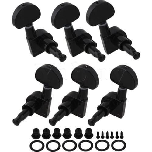 Yibuy 6x Black Guitar String Tuning Pegs Tuners Machine Heads