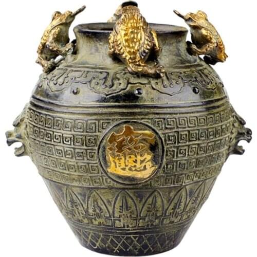 Home Decoration of Antique Bronze Jubao Pot Money Tank Ornaments