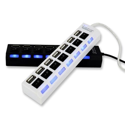 USB Hub 2.0 High Speed 7 Port Hub Splitter With ON/OFF Switch Multi Power Adapter High Speed Hub For PC Computer Accessories