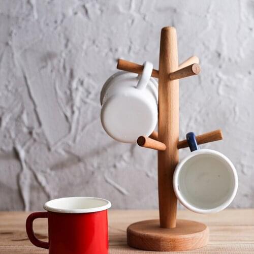 Japanese beech cup rack creative home coffee cup rack tree shaped tea cup holder drinkware storage wood shelf kitchen display