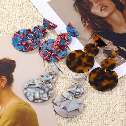 ALIUTOM Acrylic Resin Leopard Dangle Earring For Women Fashion Tortoiseshell Geometry Acetate Drop Earring Party Jewelry Brincos