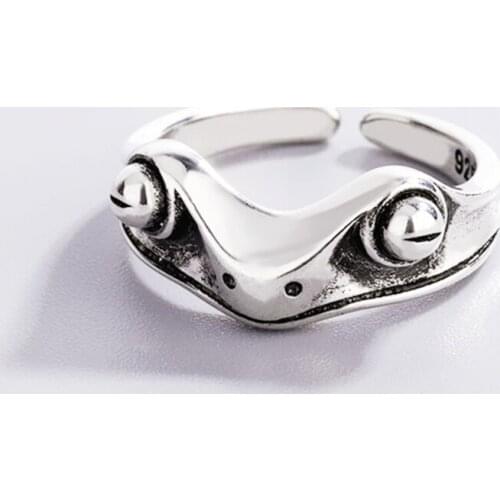 Sole Memory Retro Frog Creative Cute 925 Sterling Silver Female Resizable Opening Rings SRI906