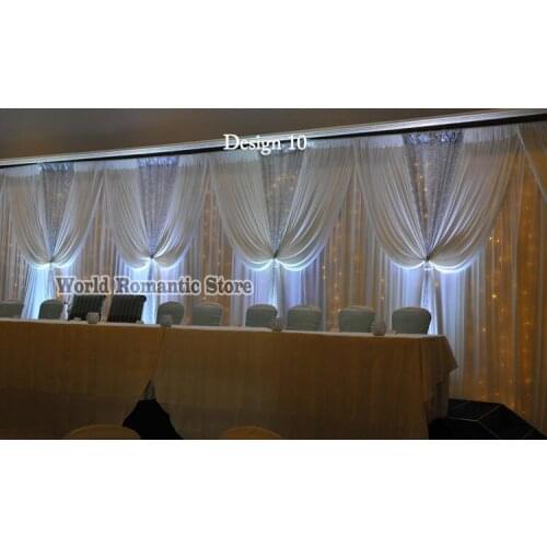 10ft (H) x 20ft (L) Shiny Silver sequin with white Color Wedding Backdrop stage curtain Wedding Decoration
