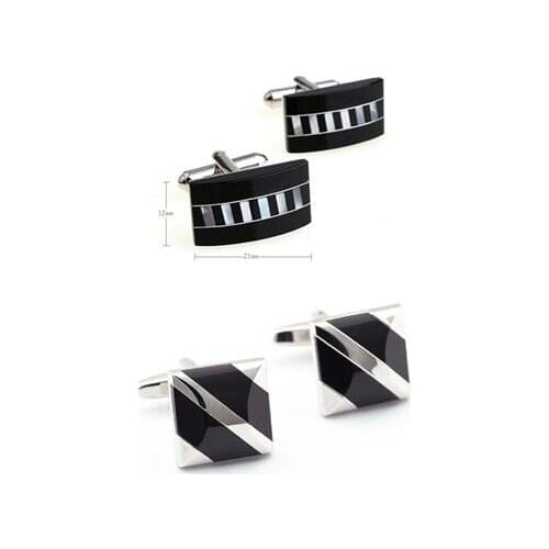 10pairs/lot Quality Black Onyx Cufflinks Silver Arch Square Shape Cuff Links Cuff Links Mens Jewelry Business Style