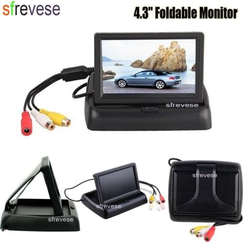 4.3" TFT LCD Foldable Colour Car Rear View Monitor Kit DVD VCR For Backup Parking Reverse Camera