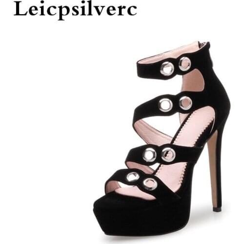 European and American Wind dew toe sandals female summer new hollowed hole super high heel temperamental women sandals