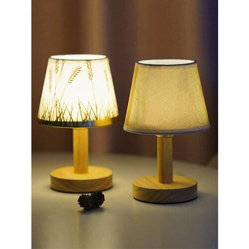 Solid Wood Decorative Remote Control USB Desk Lamp Rechargeable Table Lamp Desk Lamp Energy Efficient LED Lamp Reading Lamp