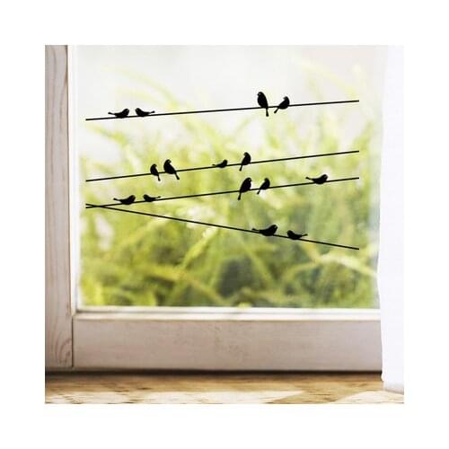 DIY Creative 3D Birds on the Electric Wire Living Room Decoration Vinyl Wall Sticker Glass Window Decal Wall Decor Murals