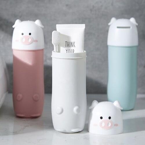Home plastic toothbox portable toothbrush barrel travel business mouthwash cup wash set cartoon brushing cup