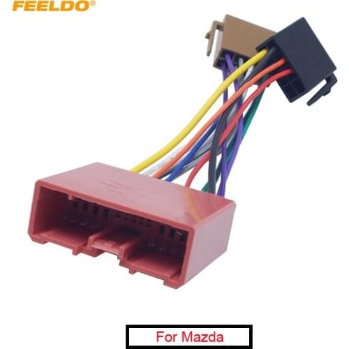 FEELDO 10Pcs Car Stereo Audio Non-destructive Conversion Plug Wire Adapter For MAZDA CD Radio Wiring Harness Female