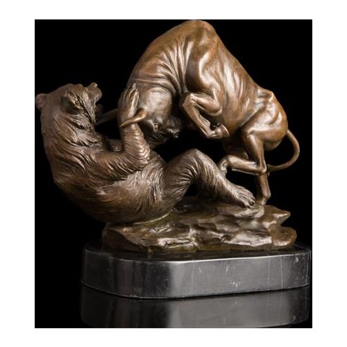 HOME office Company business Money Drawing Mascot # futures equity market Finance company GOOD LUCK bull win bear Brass statue