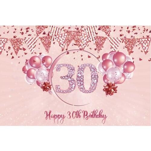 Happy 30th Birthday Rose Red Balloon Backdrop Photography Background Photo Booth Studio Decor