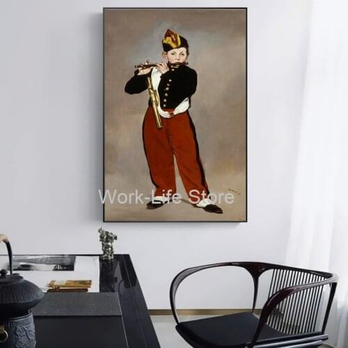 Famous Artwork Edouard Manet The Flute Boy Oil Painting on Canvas Painting The Flute Boy Oil Painting for Wall Art Reproduce