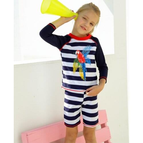 Girls Two Piece Rash Guard UPF50+Swimsuits Kids Long Sleeve Sunsuit Swimwear Sets Kids Sun UV Protective Beachwear Bathing Suits