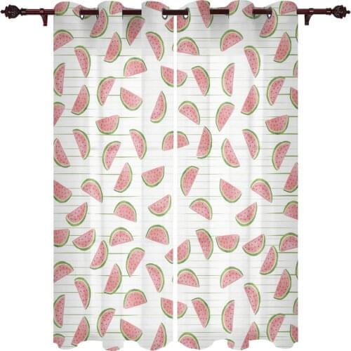 Summer Watermelon Pattern Window Curtains Kids Room Living Room Curtain Panels Valance Curtains for Kitchen
